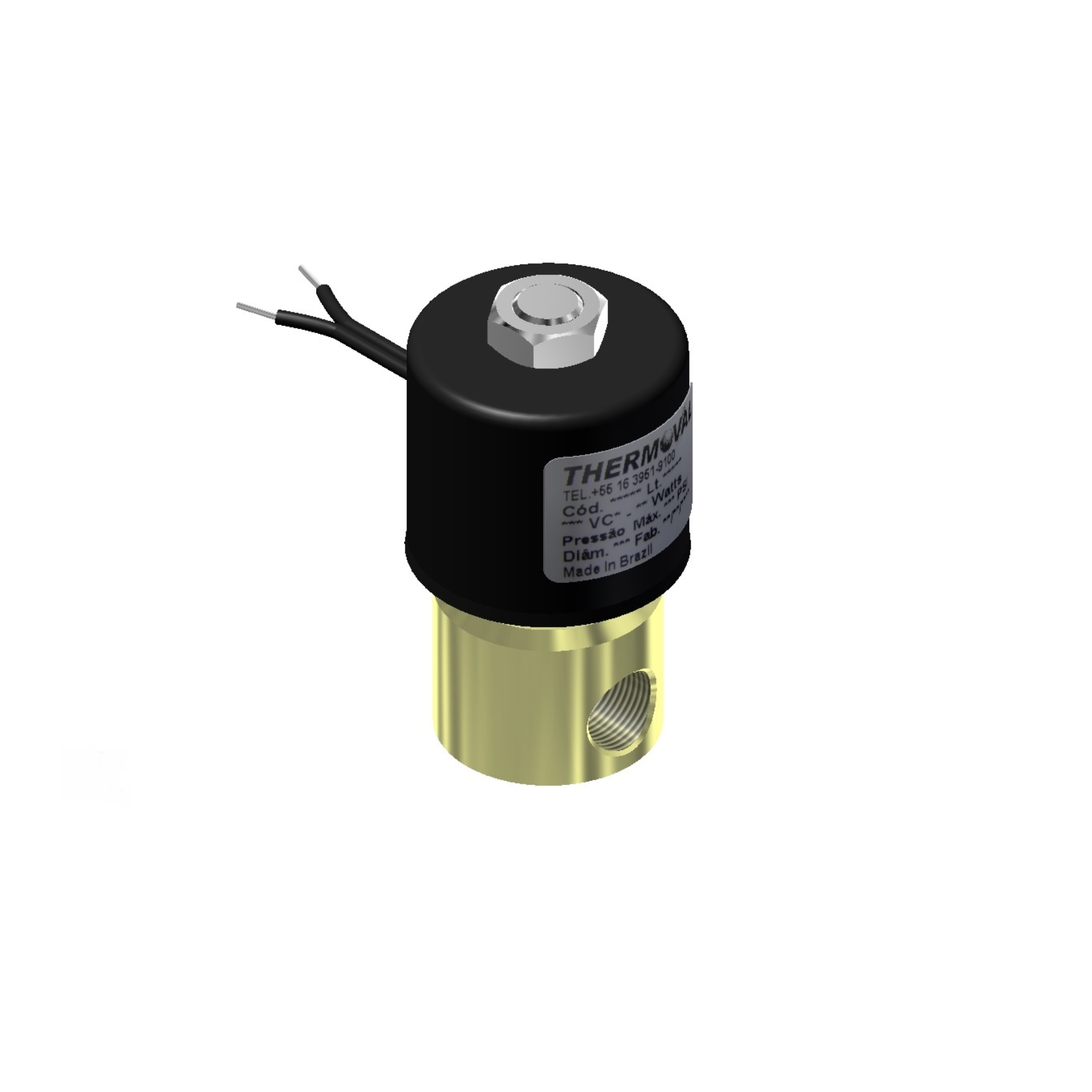 Válvula Solenoide 1/4"npt, tensão 220/240vca, 50/60hz, 2/2 vias, nf, linha industrial, alta pressão 800psi