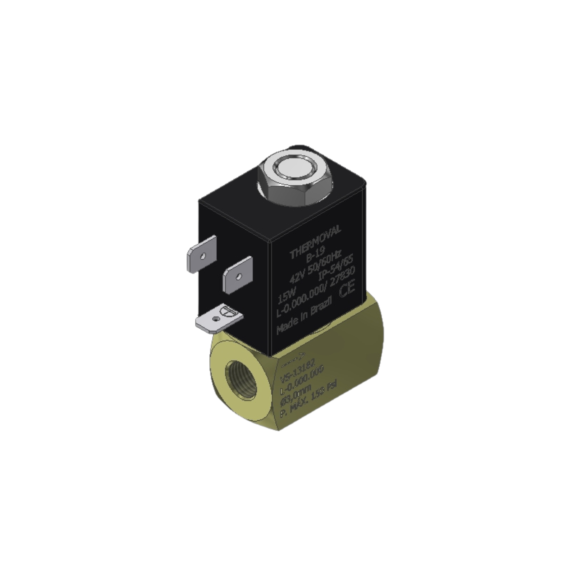 Válvula Solenoide 1/8? npt tensão 48v 50/60hz 2/2 vias, nf, para linha de maquina de solda, compativel para equipamentos rensoldas