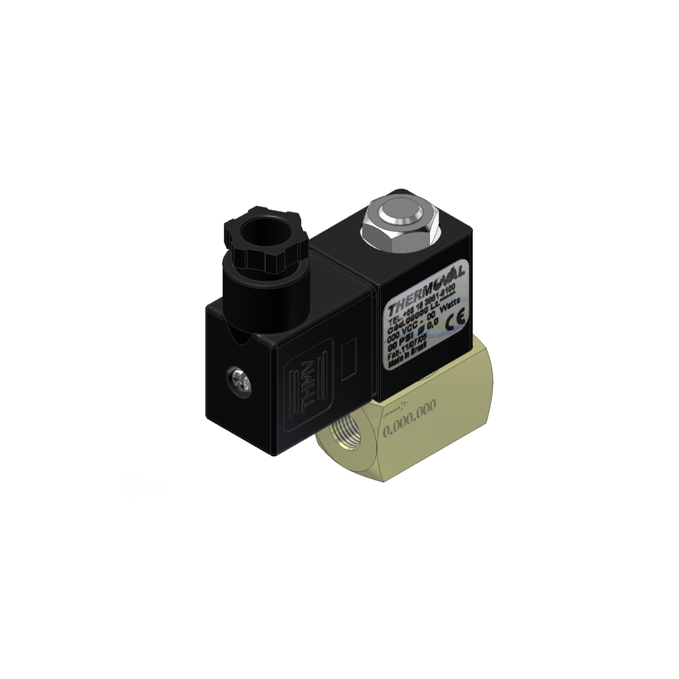 Válvula Solenoide 1/8"npt, tensão 220/240vca, 50/60hz, 2/2 vias, nf, linha industrial, alta pressão 350psi