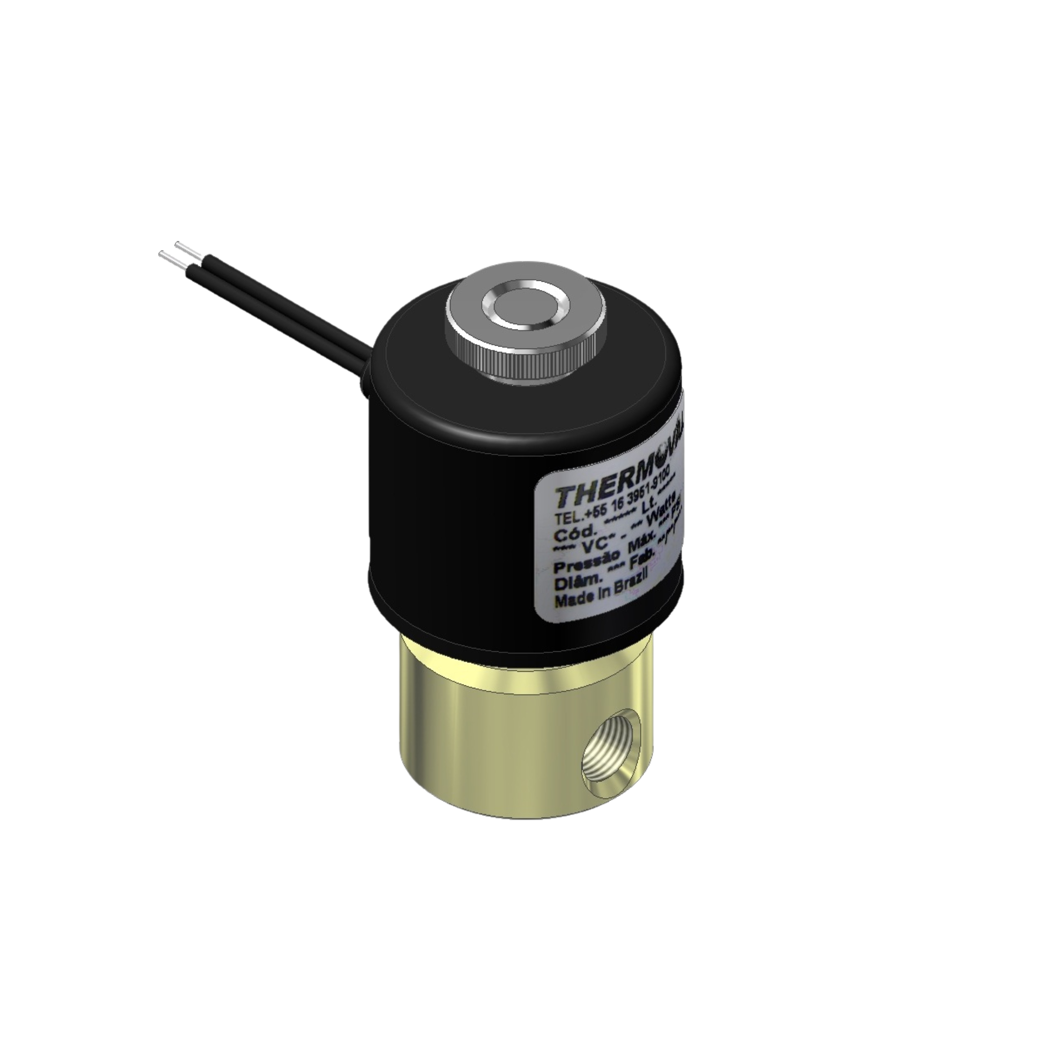 Válvula Solenoide 1/4"npt, tensão 220/240vca, 50/60hz, 2/2 vias, nf, linha industrial, baixa pressão 50psi