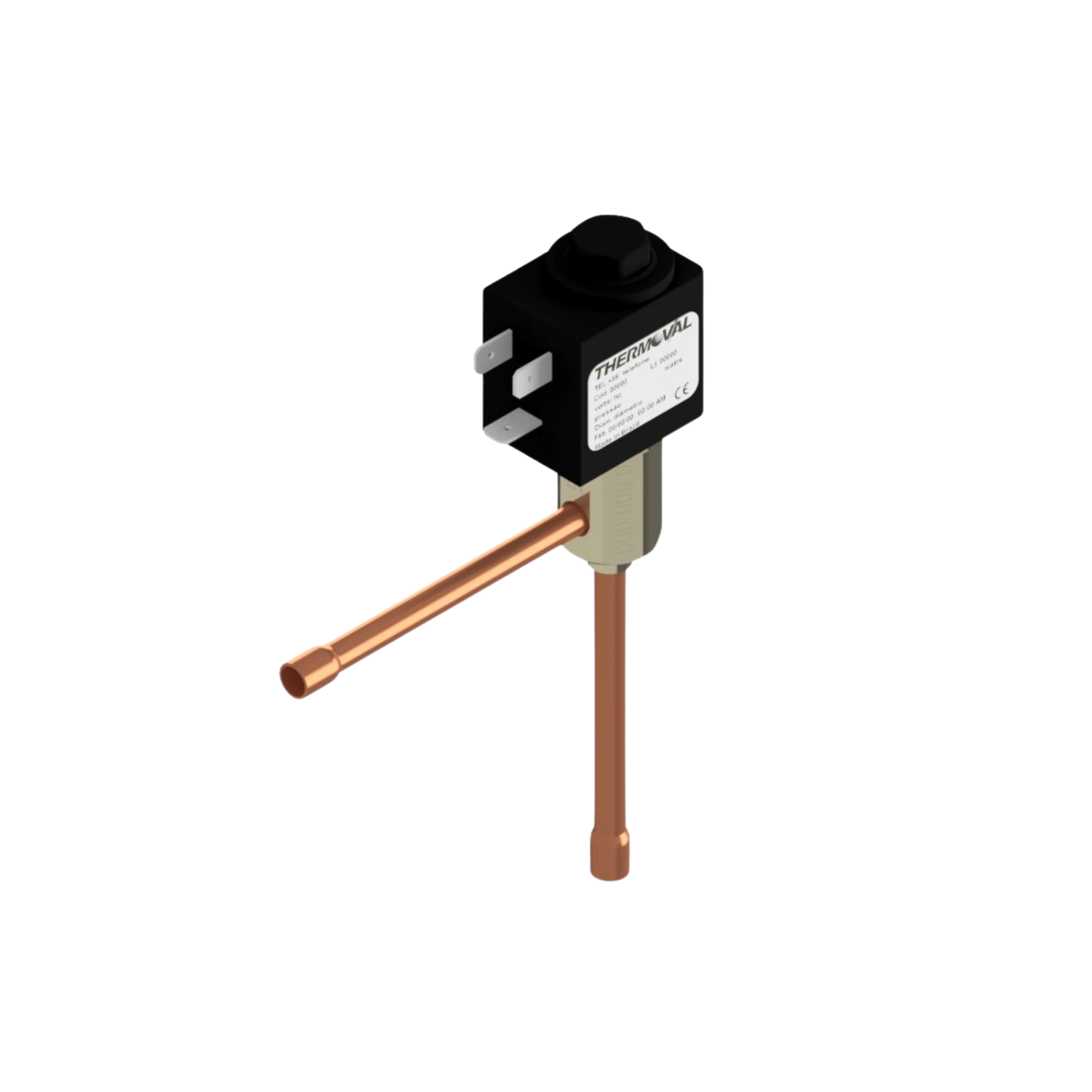 Válvula Solenoide Tubo 1/4" x 90°, tensão 220/240, 50/60hz, 2 vias, nf, linha refrigeração, compativel com equipamentos everest