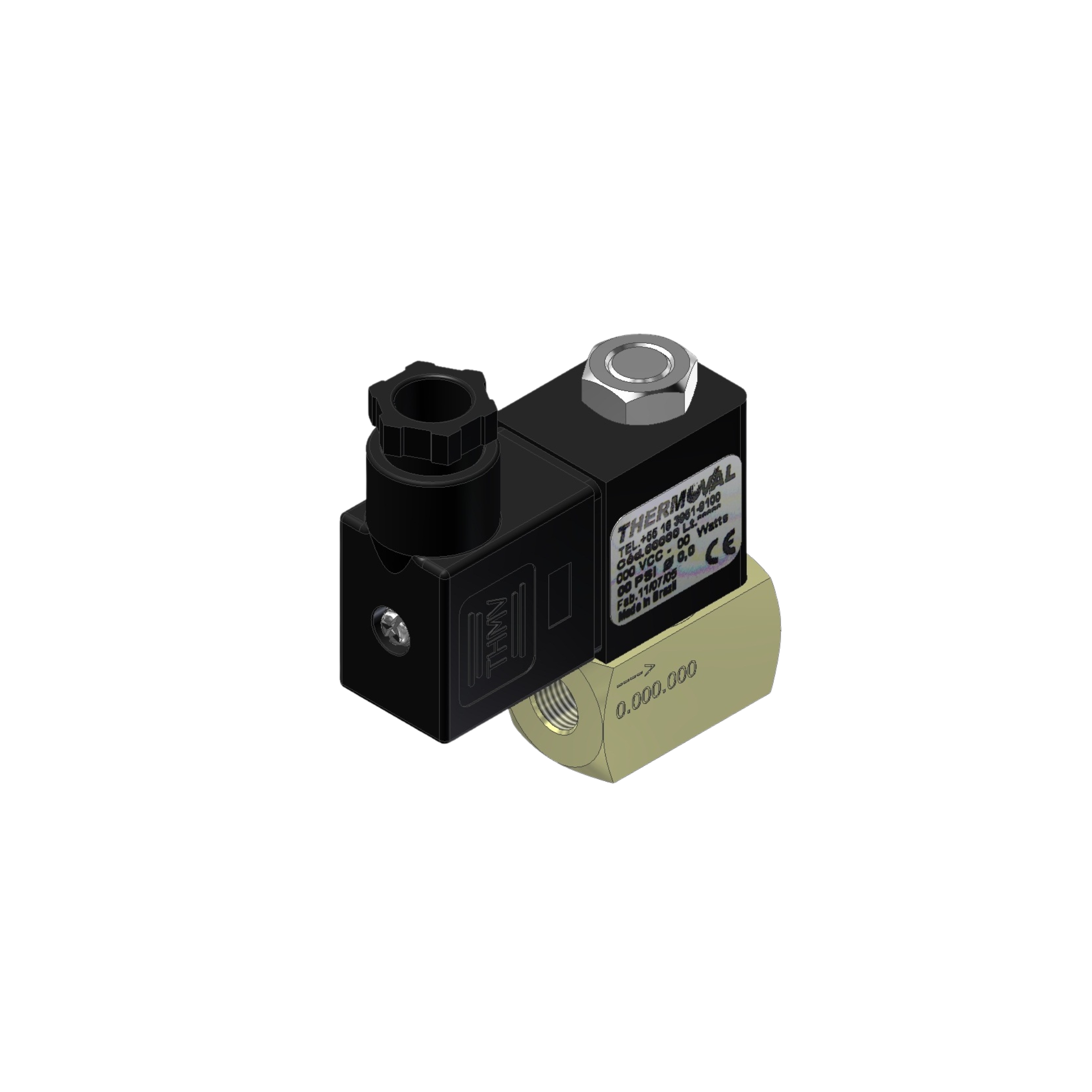 Válvula Solenoide 1/2"bsp, tensão 220/240vca, 50/60hz, 2/2 vias, nf, linha industrial, alta pressão 250psi