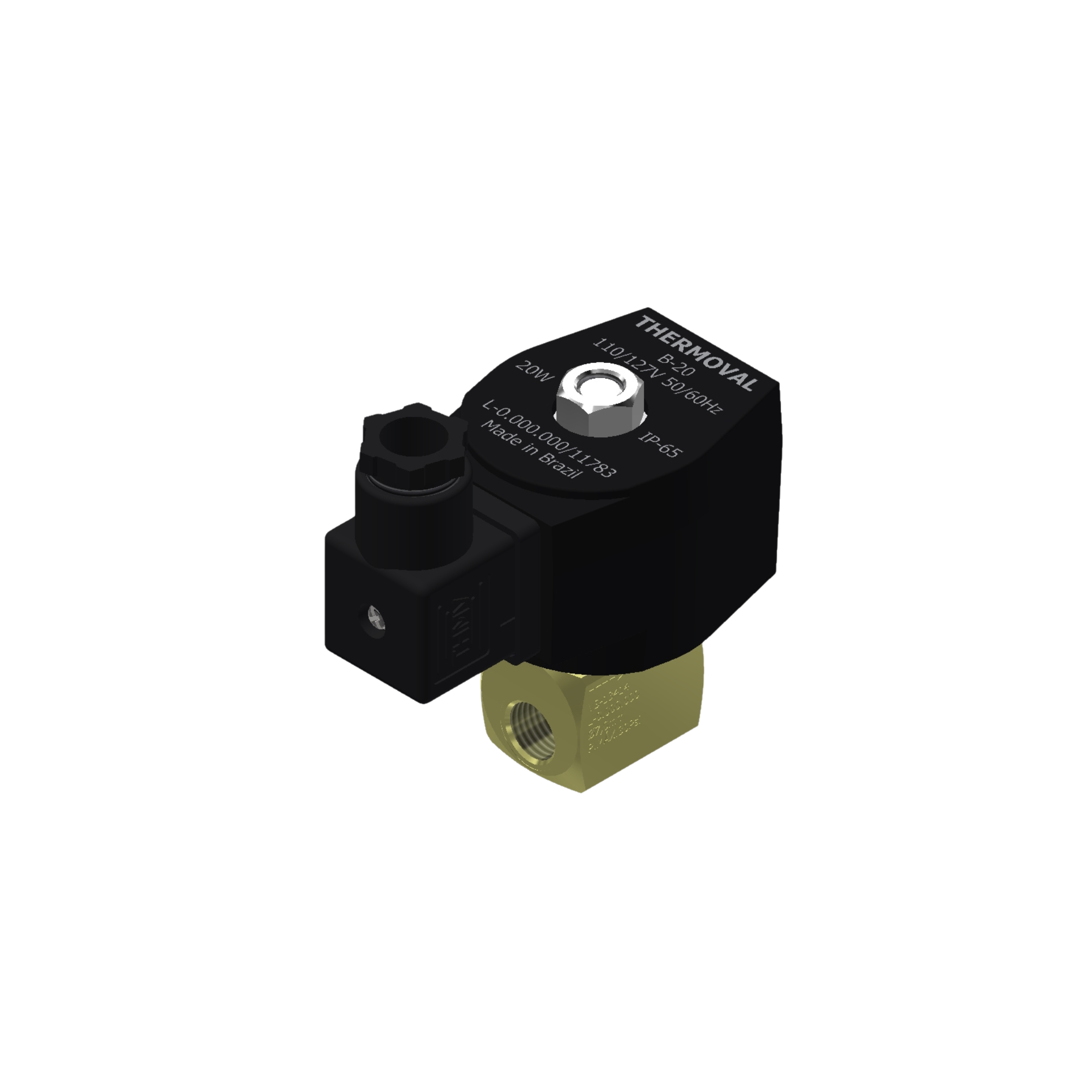Válvula Solenoide 1/4"npt, tensão 110/127vca, 50/60hz, 2/2 vias, nf, linha industrial, baixa pressão 30psi, alta vazão