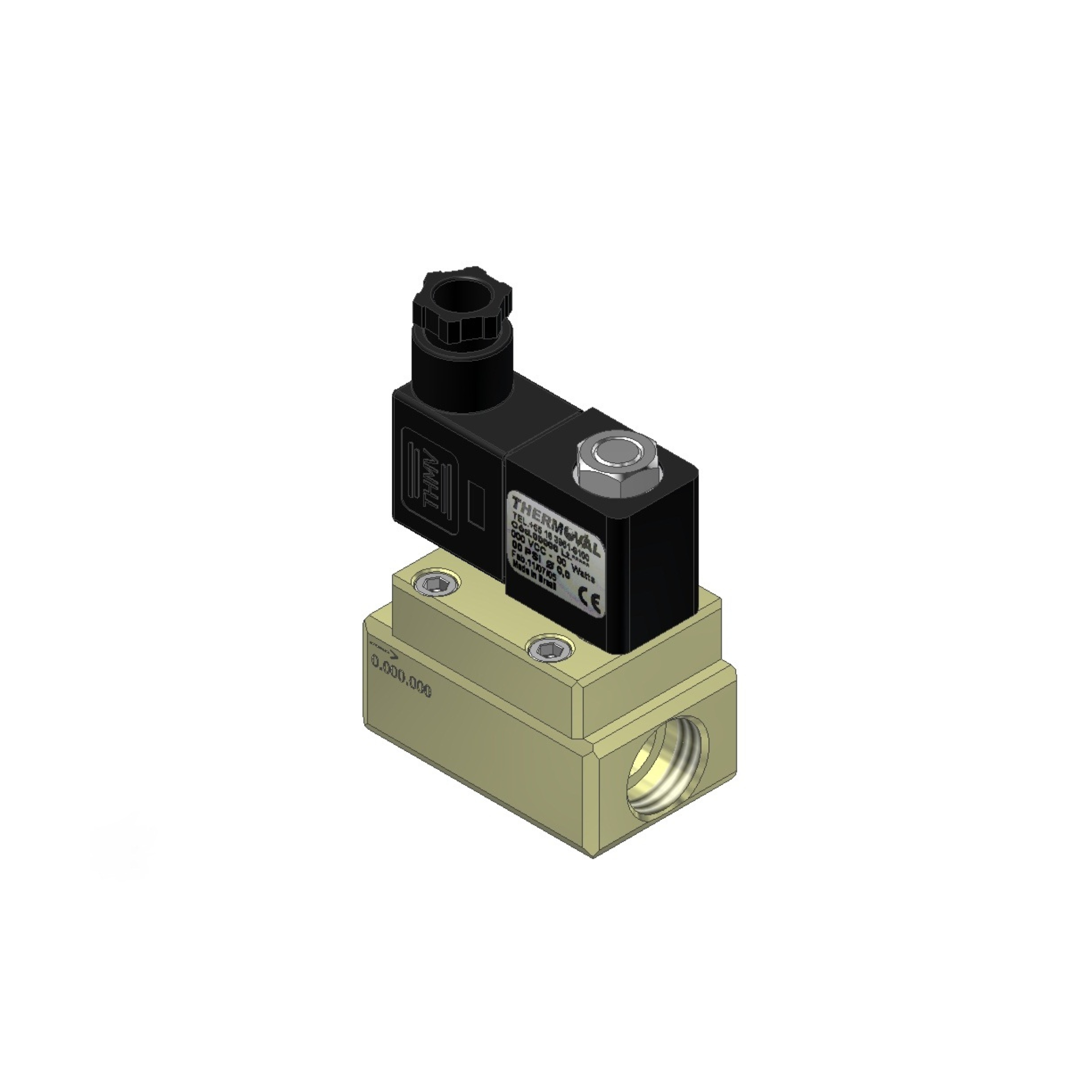Válvula Solenoide 1/2"bsp, tensão 110/127vca, 50/60hz, 2/2 vias, nf, linha industrial, alta pressão 250psi