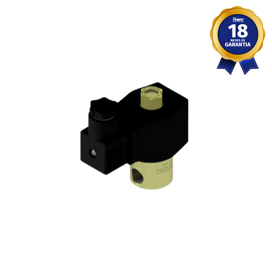 Válvula Solenoide 1/4" NPT 2/2 Vias NA 12 Vcc Linha Industrial