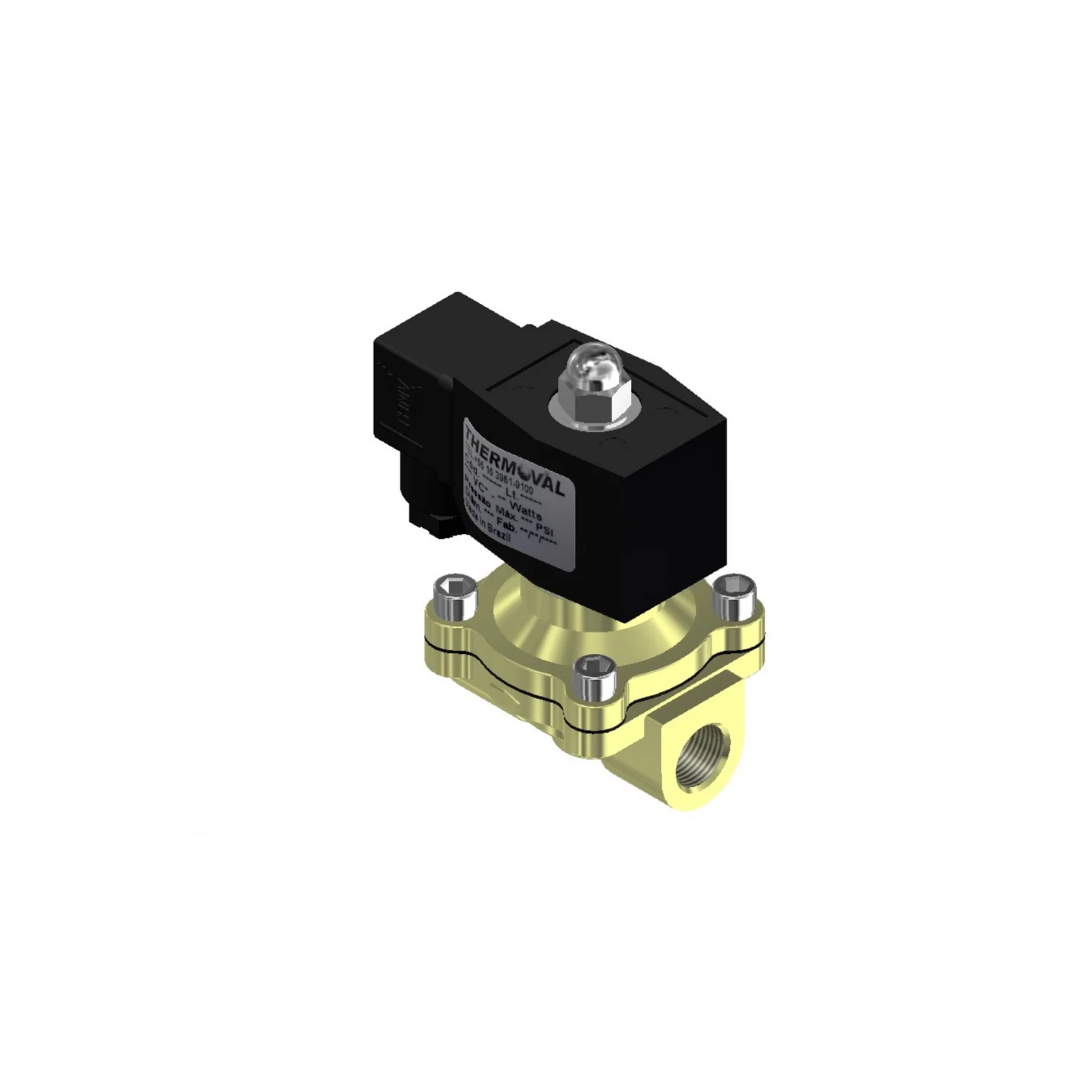 Válvula solenoide 2vias nf 3/8"bsp tensão 24vcc  para uso geral, fluidos, agua e ar marca: Thermoval