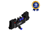 Válvula Pneumática 5/2 Vias Duplo Solenoide Thermoval 24 Vcc Engate Rápido 8 mm