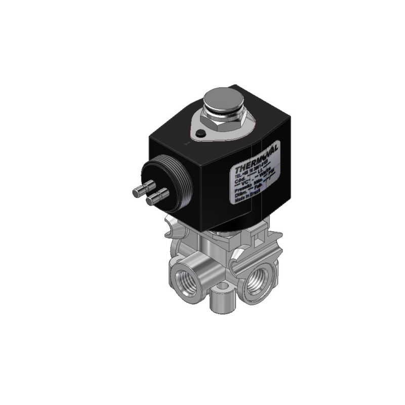 Válvula Solenoide 3 Vias NF 24Vcc – Rosca M12 - Alumínio - 10 bar
