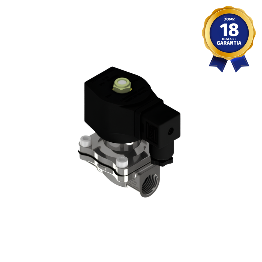 Válvula Solenoide 1/2" BSP 2/2 Vias NF 24 Vca 50/60 Hz Inox Uso Geral Linha Industrial