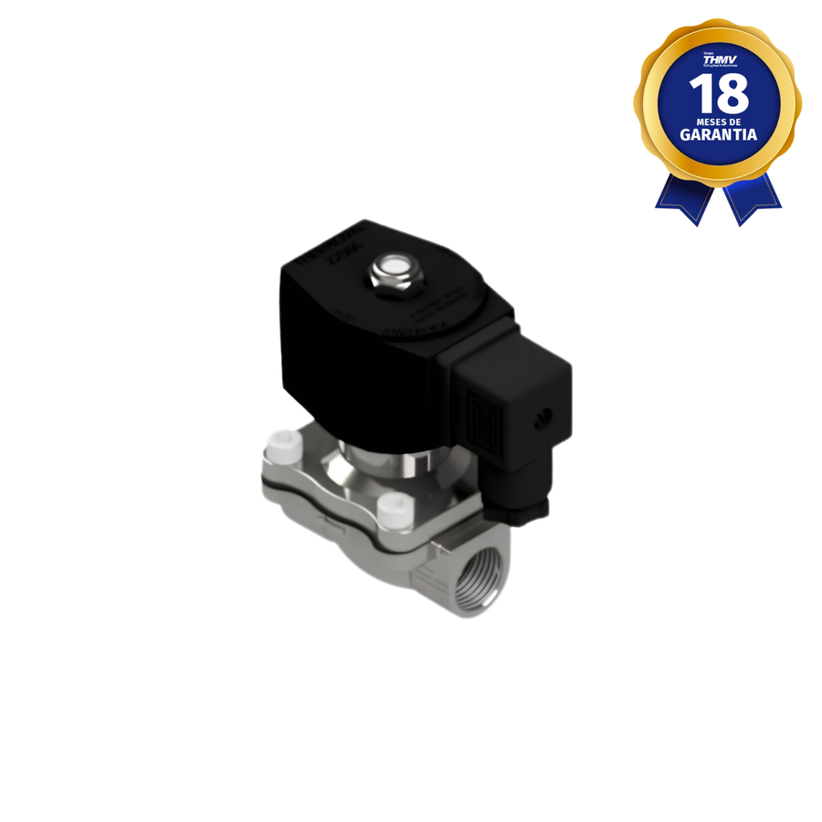 Válvula Solenoide 1/2" BSP 2/2 Vias NF 110/127 Vca 50/60 Hz Inox Uso Geral Linha Industrial