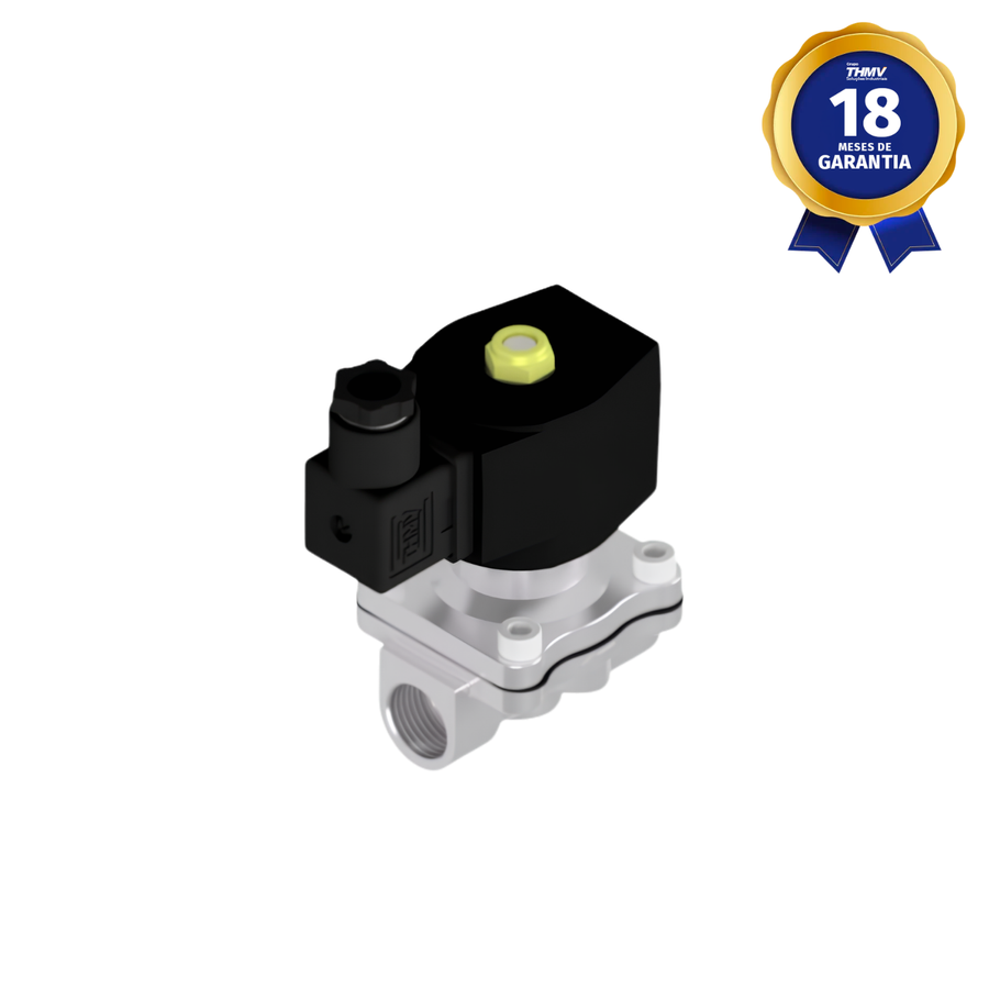 Válvula Solenoide 1/2" BSP 2/2 Vias NF 12 Vcc Alumínio Uso Geral Linha Industrial