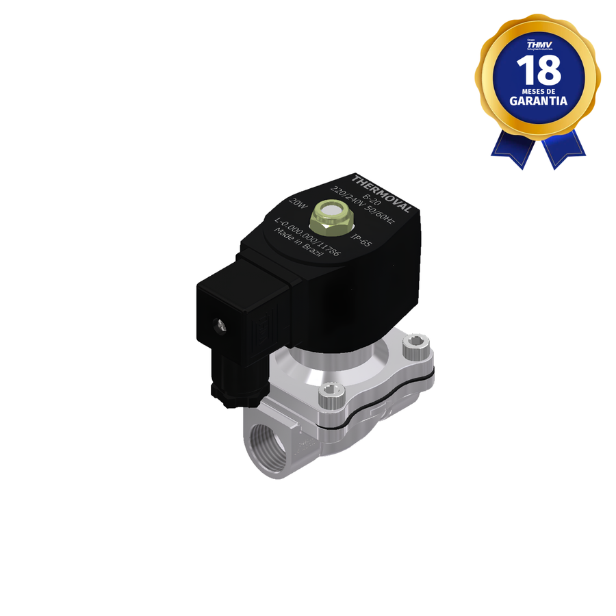 Válvula Solenoide 1/2" BSP 2/2 Vias NF 110/127 Vca Alumínio Uso Geral Linha Industrial
