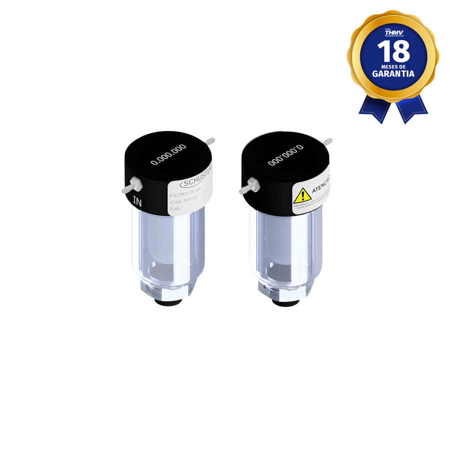 Filtro Pneumático Espigão 3 mm Dreno Semiautomático Pressão 150 psi Linha Odonto Compatível com Schuster