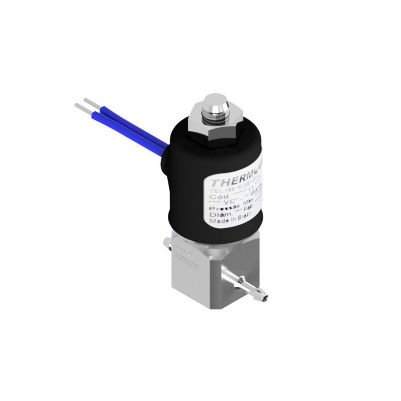 Válvula Solenoide 2 vias NF Tensão 24 Vcc, com Conexão espigão 3.0mm para linha Odontologica Equipamentos para Profilaxia.