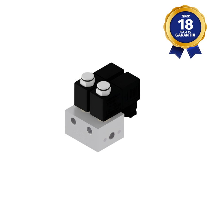 Bloco Manifold Duplo 1/8" NPT 3/2 Vias NF 24 Vcc Linha Automotiva Compatível com Bom Sistema Mirassol Implementos