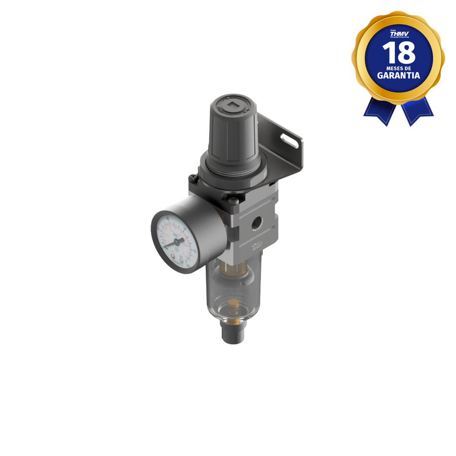 Filtro Regulador Pneumático 1/4" BSPP Dreno Semiautomático Pressão de 150 psi Linha Industrial