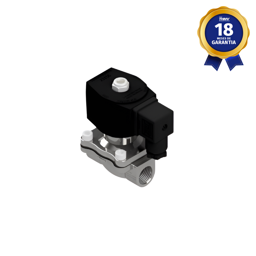 Válvula Solenoide 1/2" NPT 2/2 Vias NF 220/240 Vca 50/60 Hz Aço Inox Uso Geral Linha Industrial