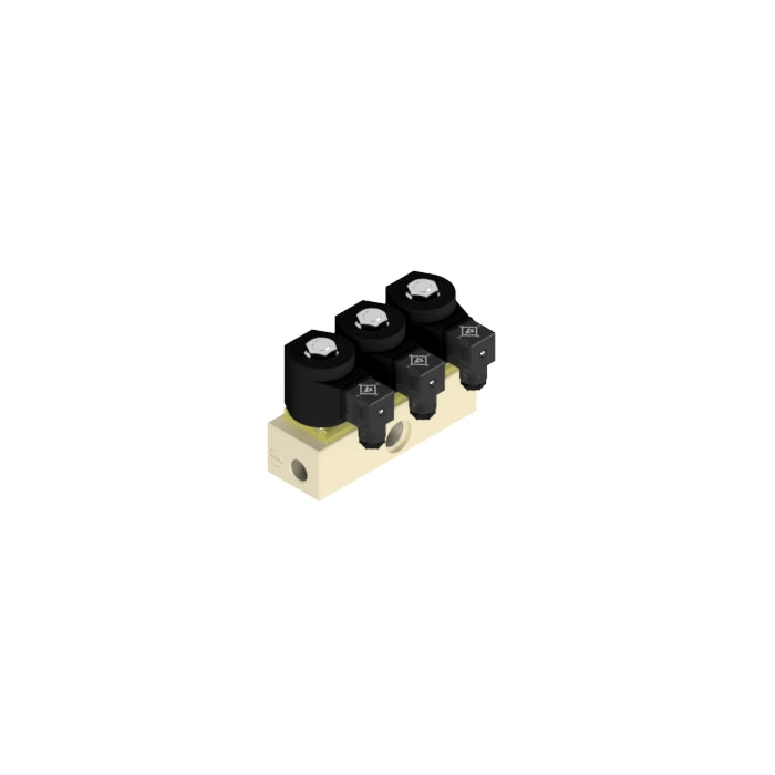 Manifold Solenoide 3 Valvulas 3/4"bsp, tensão 220/240v, 50/60hz, 2/2 vias, nf, linha medica, compativel com equipamentos endoclear