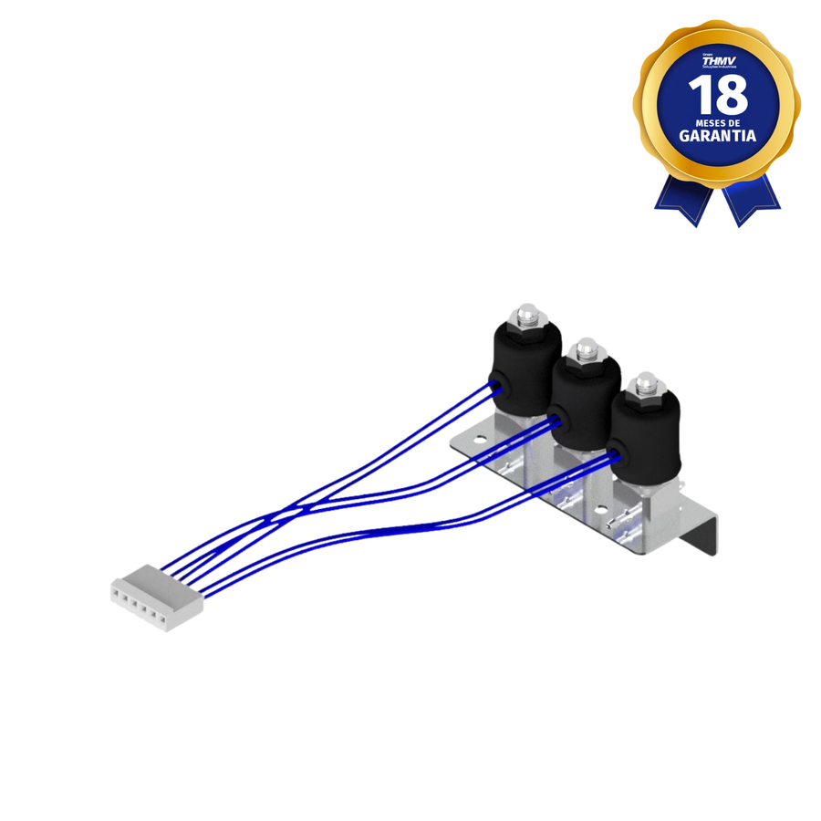Bloco Manifold Triplo Espigão 3,0 mm 2/2 Vias NF 24 Vcc Linha Odonto Compatível com Alliage Dabi Gnatus