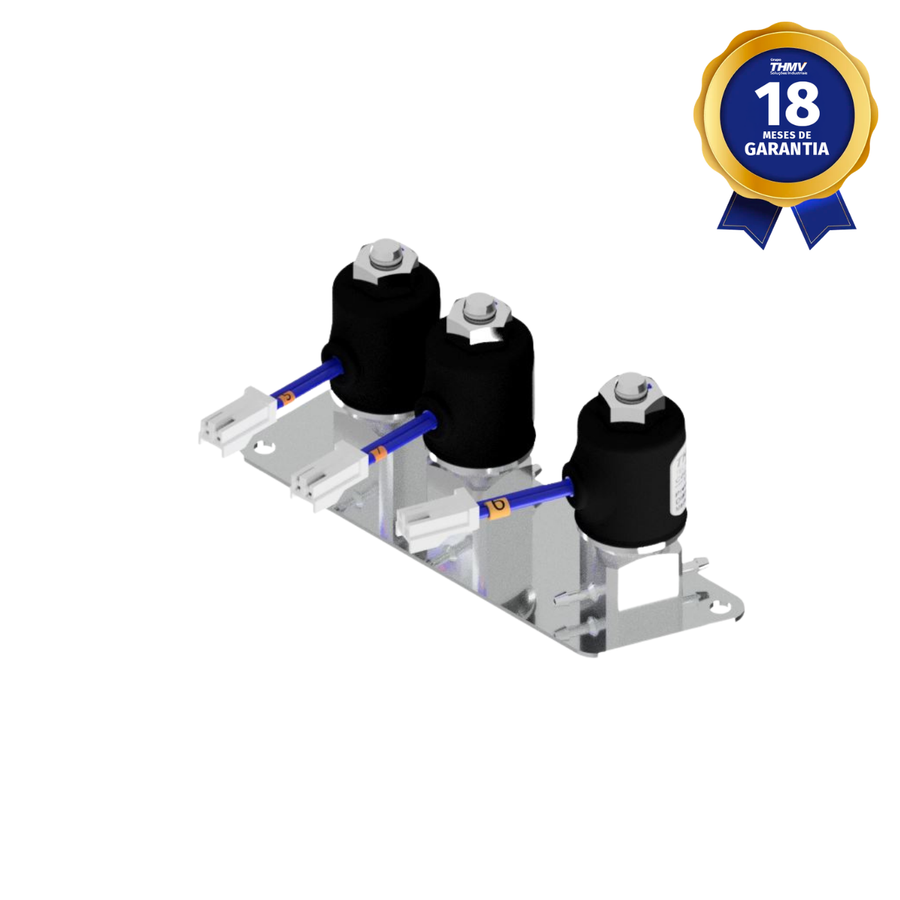 Bloco Manifold Triplo Espigão 3.0 mm 2/2 Vias NF 24 Vcc Linha Odonto Compatível com Alliage Dabi Gnatus