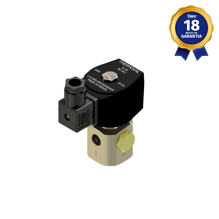Válvula Solenoide 1/4" BSP 3/2 Vias NF 24 Vcc Universal Linha Industrial