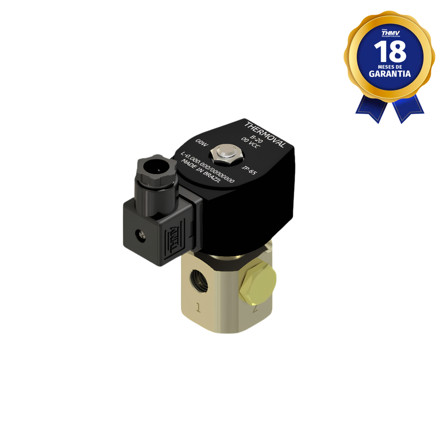 Válvula Solenoide 1/4" BSP 3/2 Vias NF 24 Vcc Universal Linha Industrial