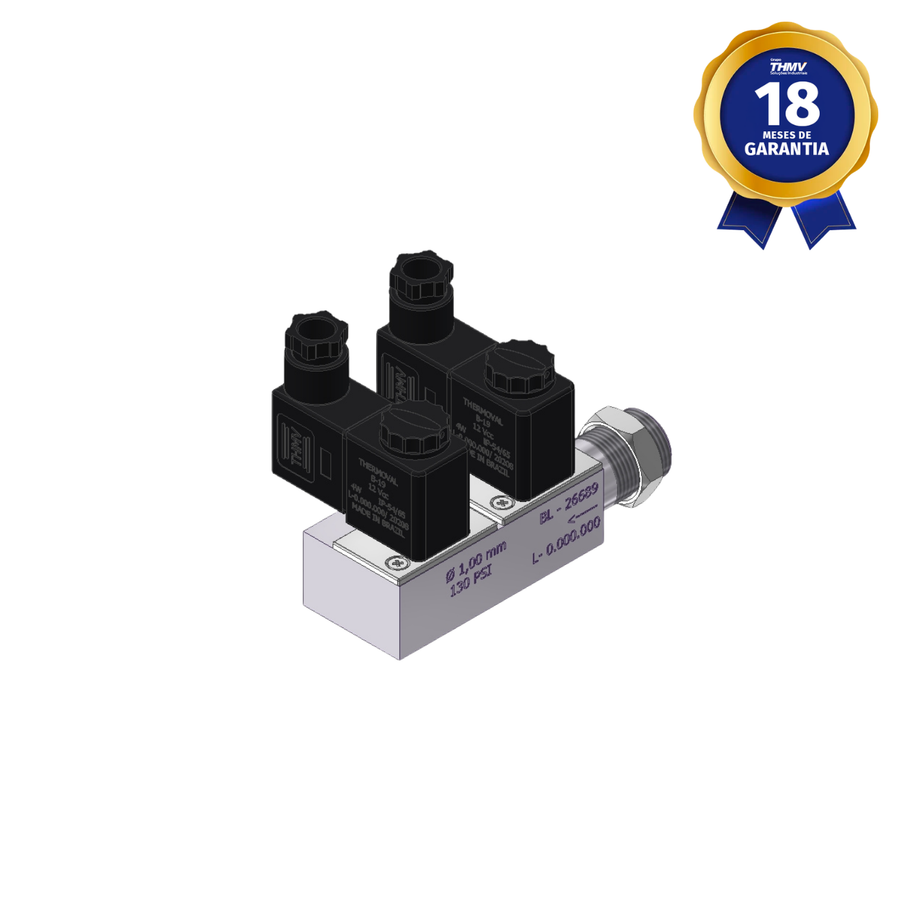 Bloco Manifold Duplo M22 x 1,5 mm 3/2 Vias NF 24 Vcc Para Tomada de Força Linha Automotiva e Linha Apu