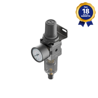 Filtro Regulador Pneumático 1/4" BSP com Dreno Manual e Manômetro Thermoval