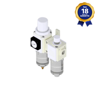 Filtro Regulador Lubrificador Pneumático 1/4" BSP com Dreno Manual e Manômetro Thermoval