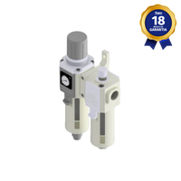 Filtro Regulador Lubrificador Pneumático 1/2" BSP com Dreno Manual e Manômetro Thermoval