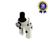 Filtro Regulador Lubrificador Pneumático 3/4" BSP com Dreno Semi Automático e Manômetro Thermoval