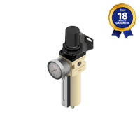 Filtro Regulador Pneumático 1/4" NPT com Dreno Manual e Manômetro Inox Thermoval