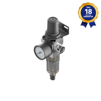Filtro Regulador Pneumático 1/4" NPT com Dreno Semi Automático e Manômetro Thermoval