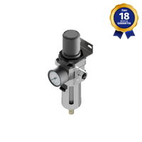 Filtro Regulador Pneumático 3/8" NPT com Dreno Semi Automático e Manômetro Thermoval