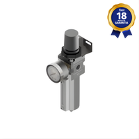 Filtro Regulador Pneumático 1/4" NPT com Dreno Manual e Manômetro Thermoval