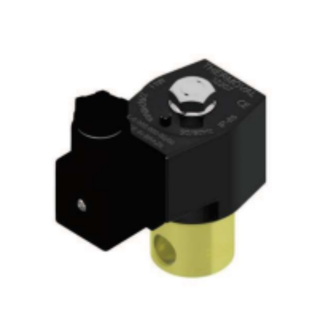 Válvula solenoide 2 vias NF 220–240v~ com bobina — 1/4" npt · Até 150 psi
