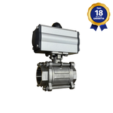 Válvula Esfera Tripartida THTECH 2" BSP Inox 304 com Atuador Pneumático 75 DA