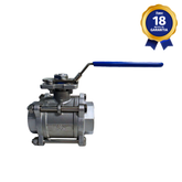 Válvula Esfera Tripartida THTECH Passagem Plena 2" BSP com Base para Atuador