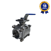 Válvula Esfera Tripartida THTECH Passagem Plena 2.1/2" BSP com Base para Atuador
