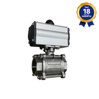Válvula Esfera Tripartida THTECH Passagem Plena 3/4" BSP com Atuador Pneumático 52 DA