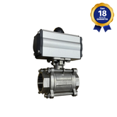 Válvula Esfera Tripartida THTECH 2" BSP com Atuador Pneumático 63 DA